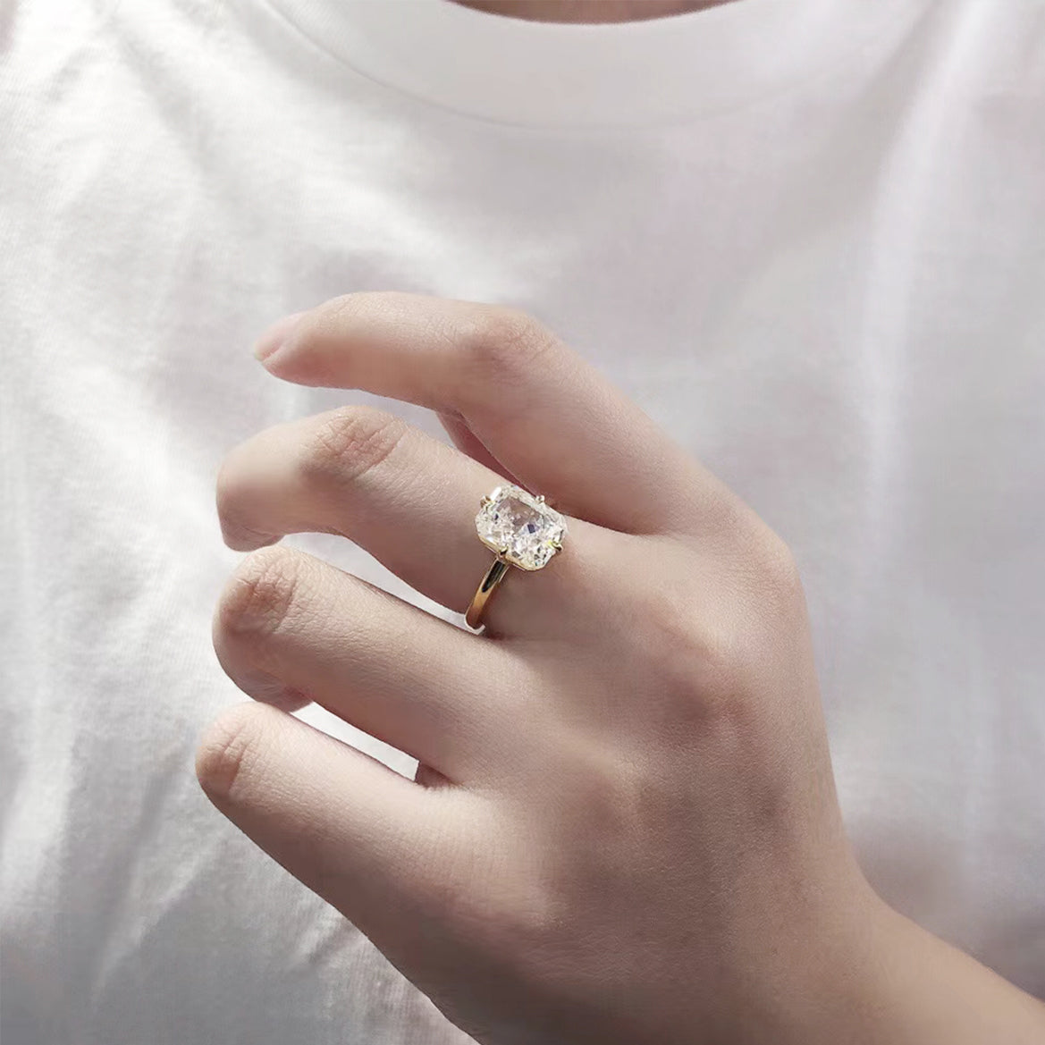 4.0 Carat Radiant Cut Solitaire Engagement Ring
