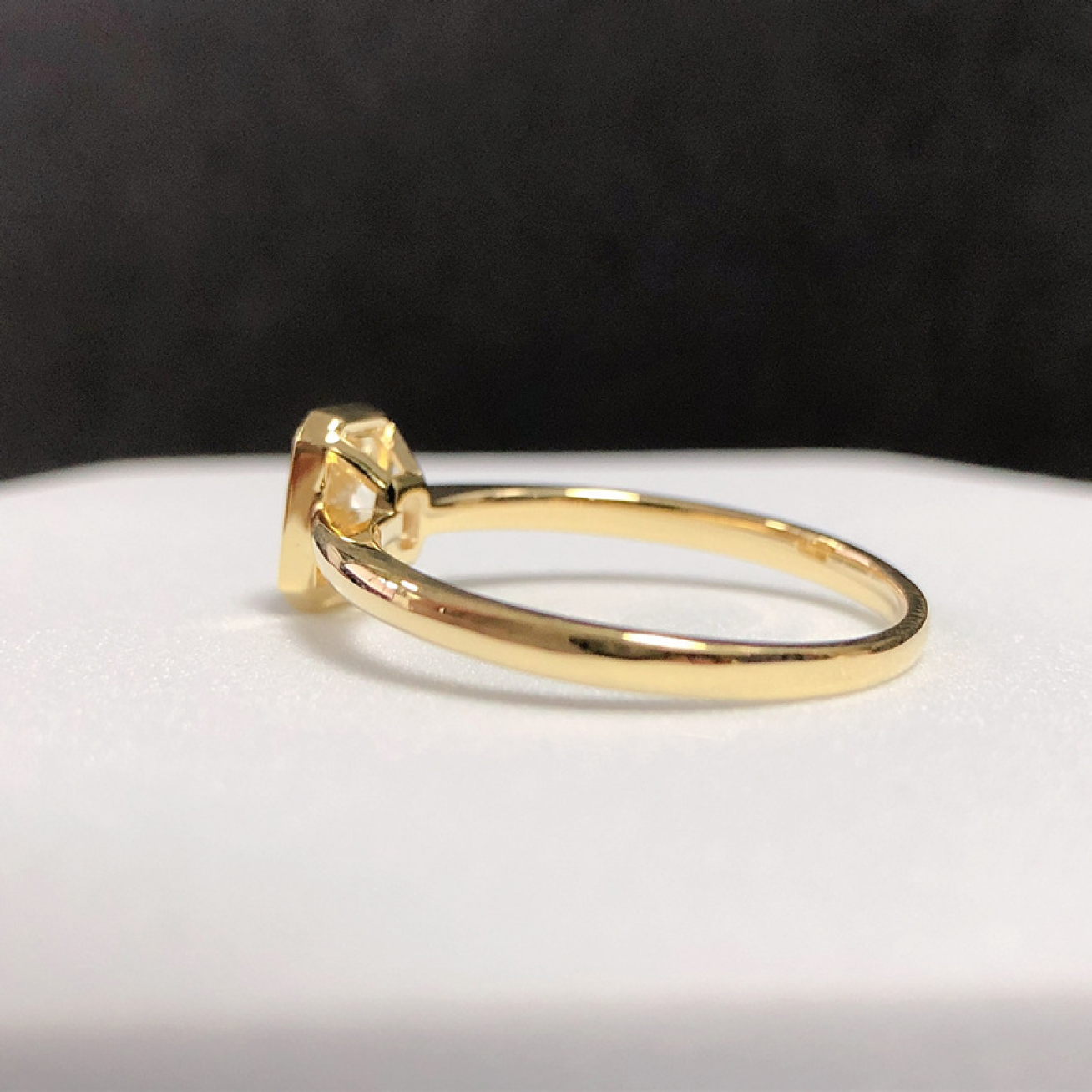 1.0 Carat Light Yellow Elongated Radiant Cut Solitaire Engagement Ring