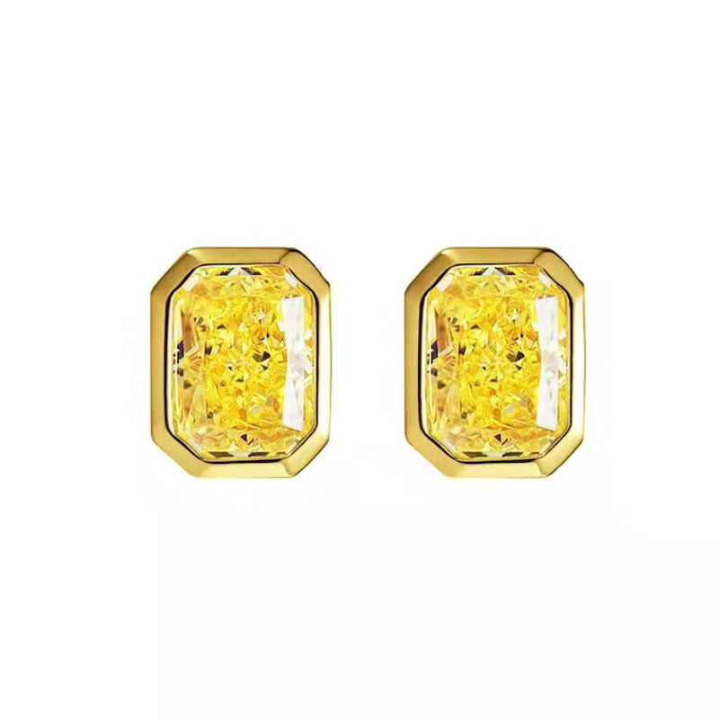 2.5 Carat Yellow Radiant Cut Earrings
