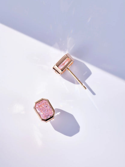 2.5 Carat Pink Radiant Cut Earrings