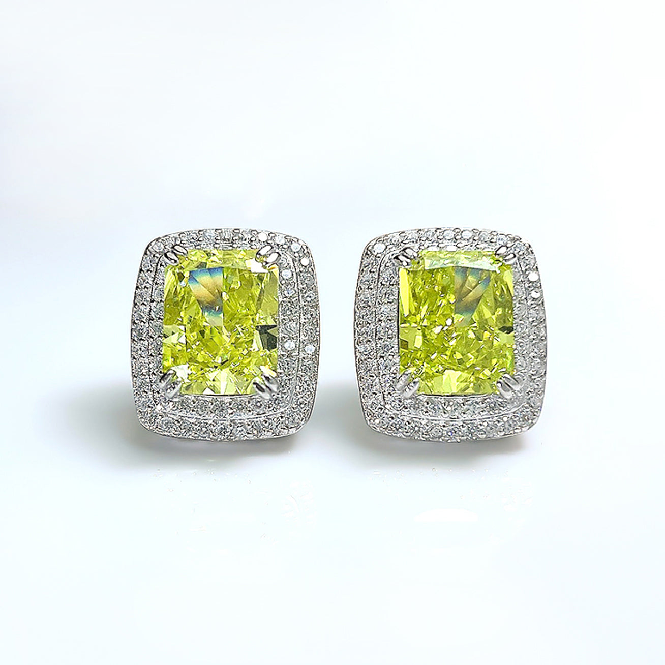 3.0 Carat Olive Radiant Cut Earrings