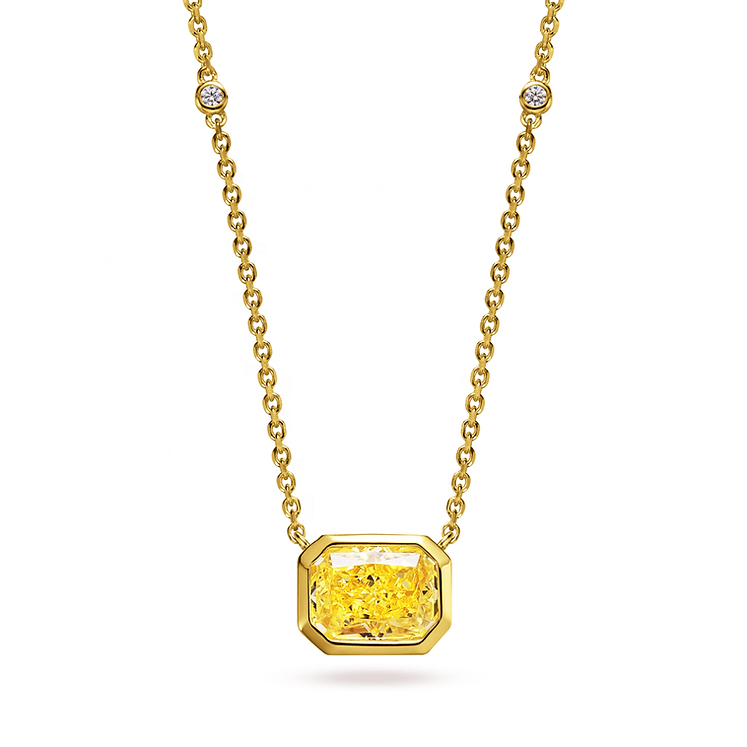 2.0 Carat Yellow Radiant Cut Necklace In 925 Sterling Silver