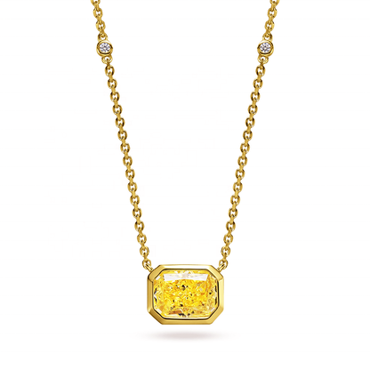 2.0 Carat Yellow Radiant Cut Necklace In 925 Sterling Silver