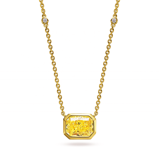 2.0 Carat Yellow Radiant Cut Necklace In 925 Sterling Silver