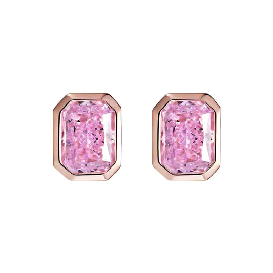 2.5 Carat Pink Radiant Cut Earrings