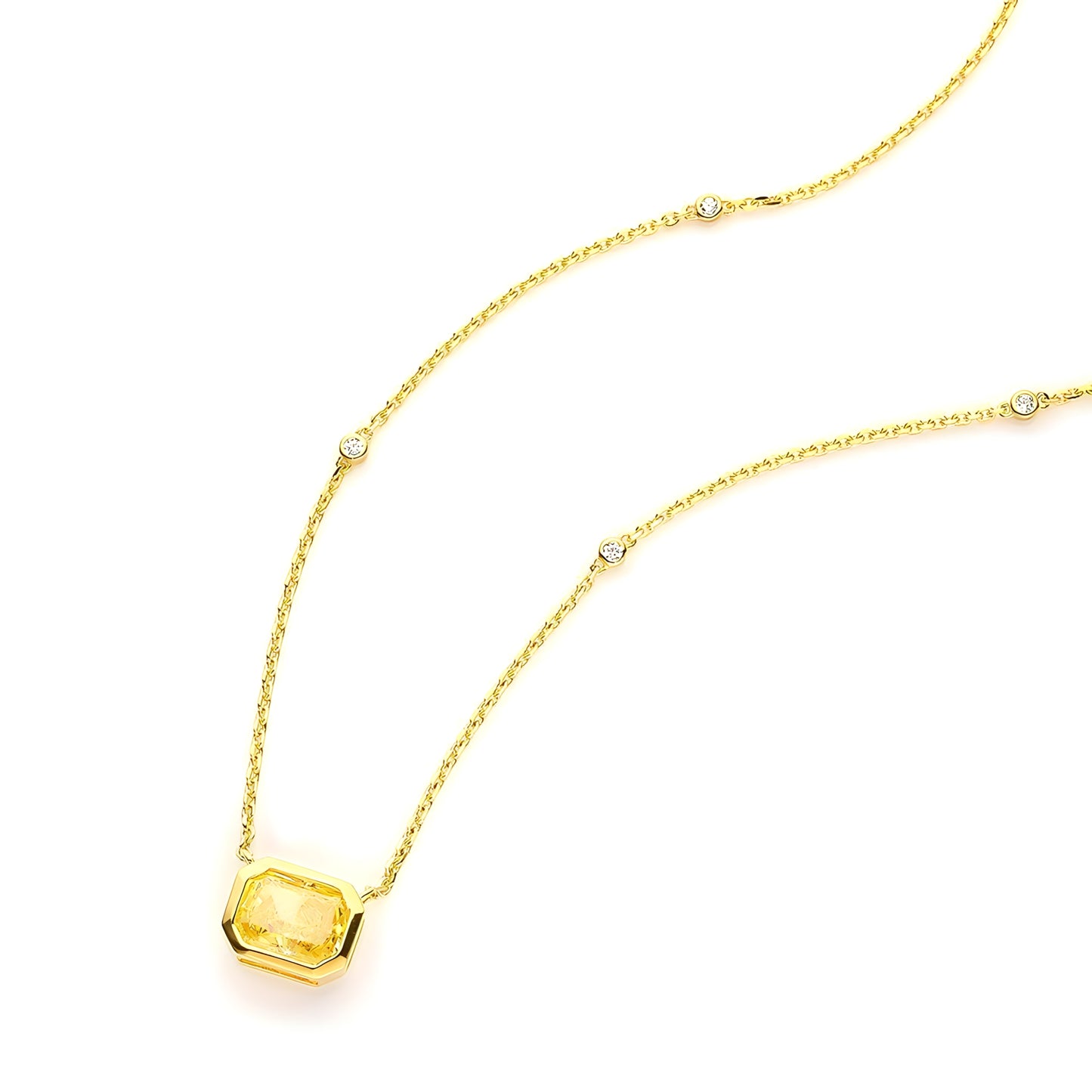 2.0 Carat Yellow Radiant Cut Necklace In 925 Sterling Silver