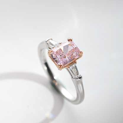 2.0 Carat Pink Sapphire Radiant Cut Ring In 925 Sterling Silver