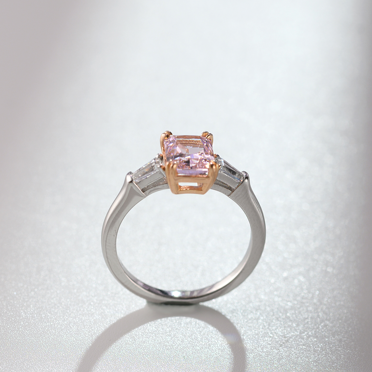 2.0 Carat Pink Sapphire Radiant Cut Ring In 925 Sterling Silver